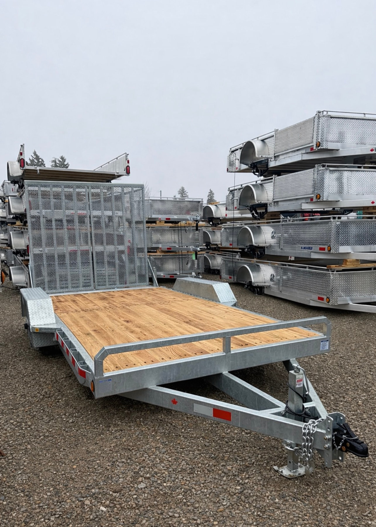 82 x 16 Auminun 5 ton low bed / Equipment  trailer bi fold gate photo 3